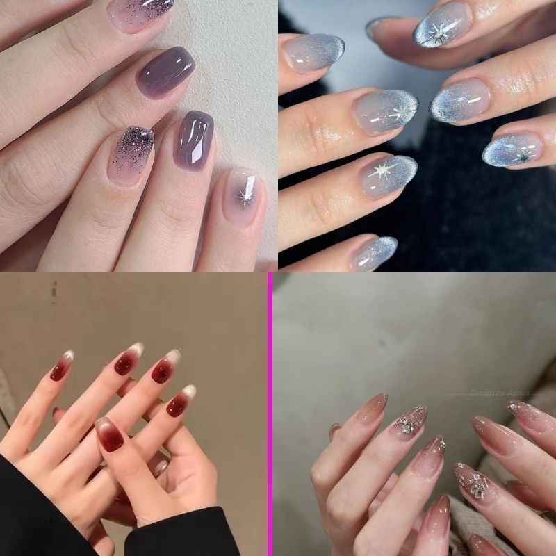 mẫu nail tay mắt mèo