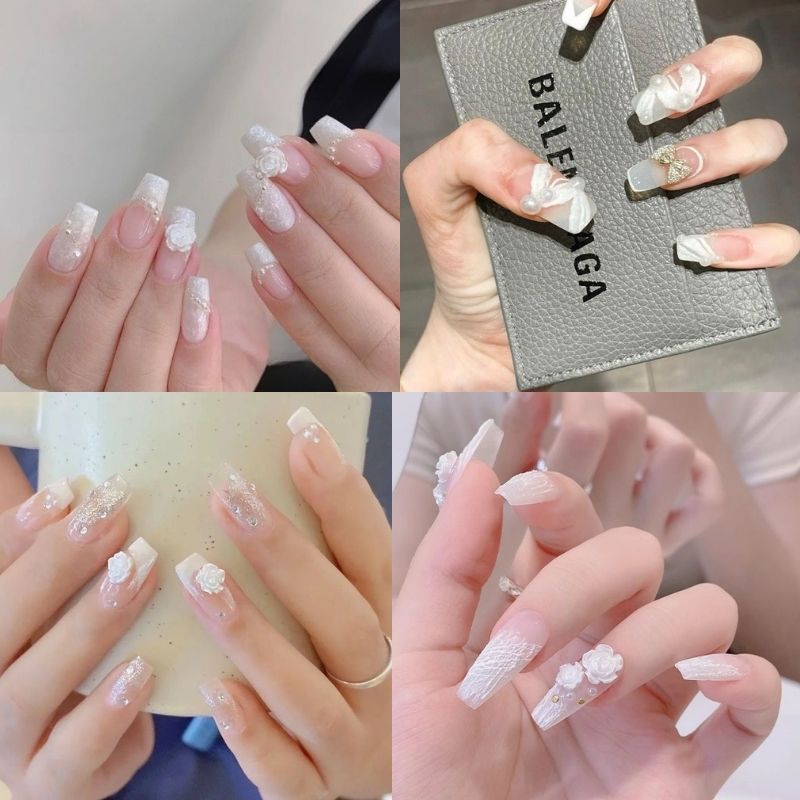 mẫu nail cô dâu đẹp đơn giản nhẹ nhàng