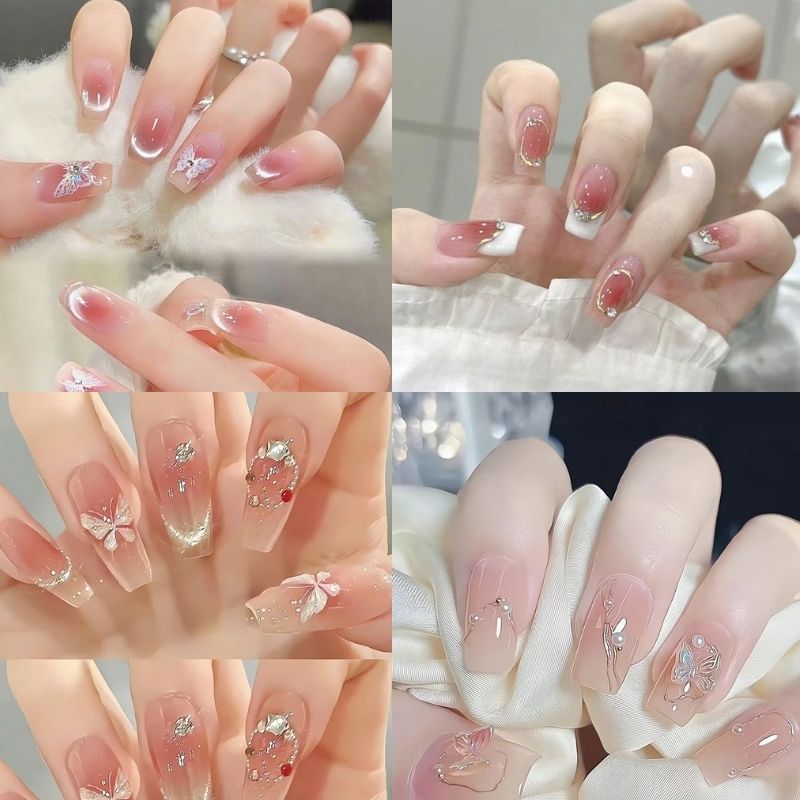 mẫu nail cô dâu đẹp đơn giản nhẹ nhàng