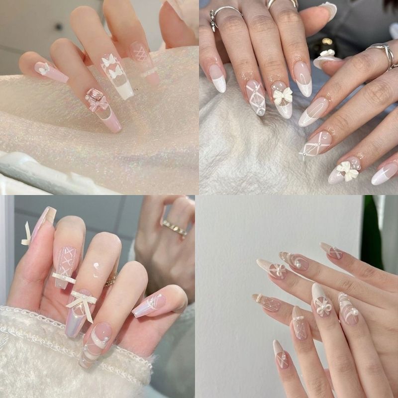 mẫu nail cô dâu đẹp đơn giản nhẹ nhàng