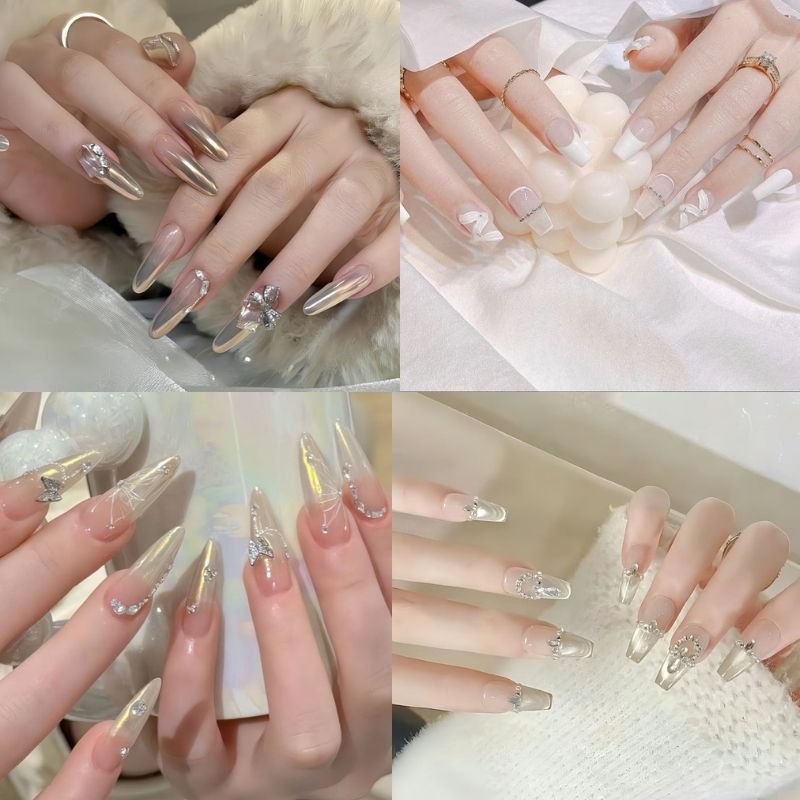 mẫu nail cô dâu đẹp đơn giản nhẹ nhàng