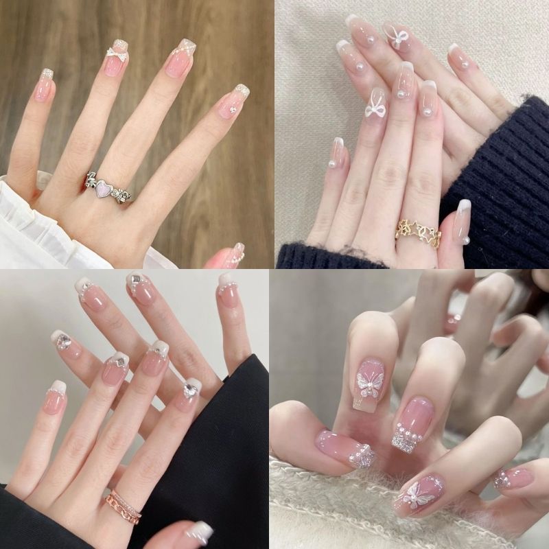 mẫu nail cô dâu đẹp đơn giản nhẹ nhàng