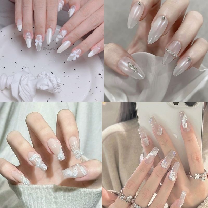 mẫu nail cô dâu đẹp đơn giản nhẹ nhàng