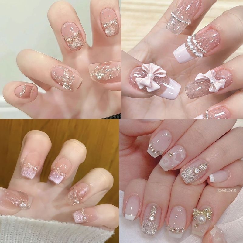 mẫu nail cô dâu đẹp đơn giản nhẹ nhàng