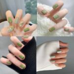 mẫu nail tay màu xanh lá