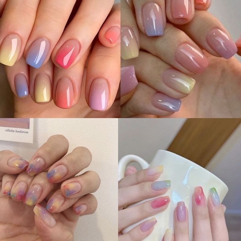 mẫu nail tay ombre