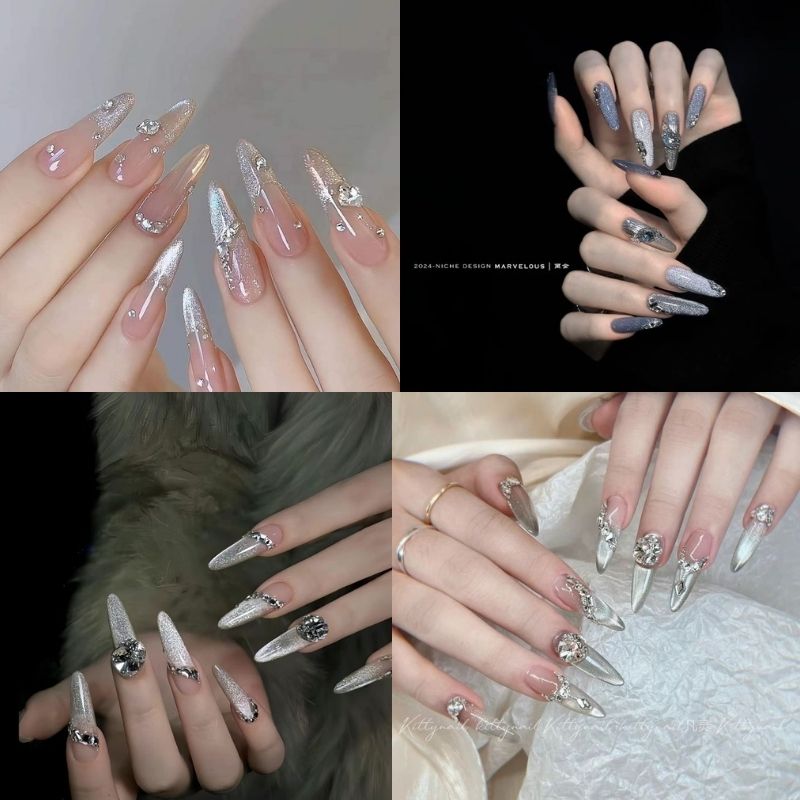 mẫu nail móng nhọn tròn