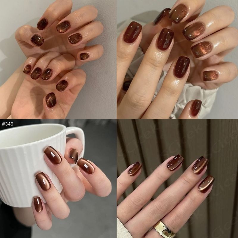 mẫu nail màu nâu