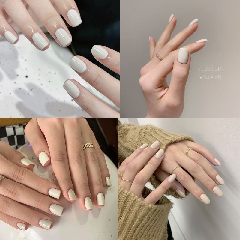 mẫu nail màu trắng đẹp