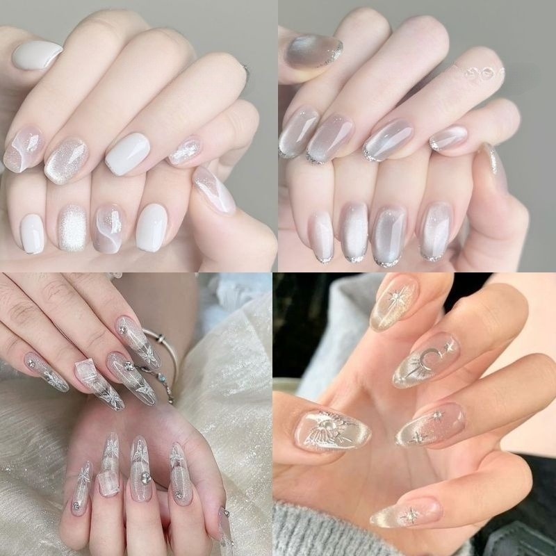 mẫu nail màu trắng đẹp