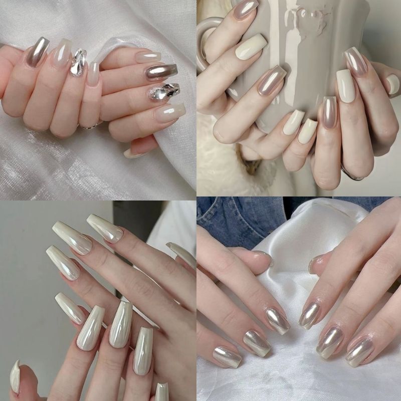 mẫu nail màu trắng đẹp