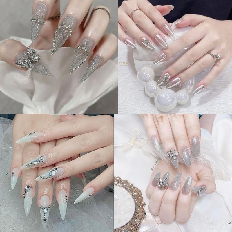 mẫu nail màu trắng đẹp