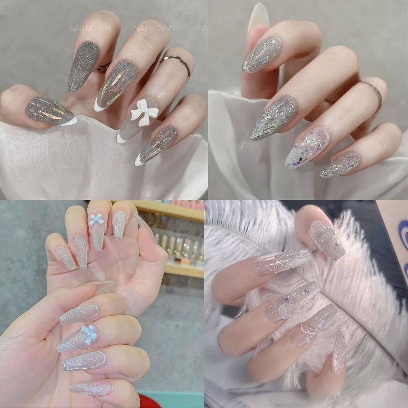 mẫu nail màu trắng đẹp