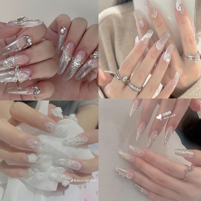 mẫu nail màu trắng đẹp