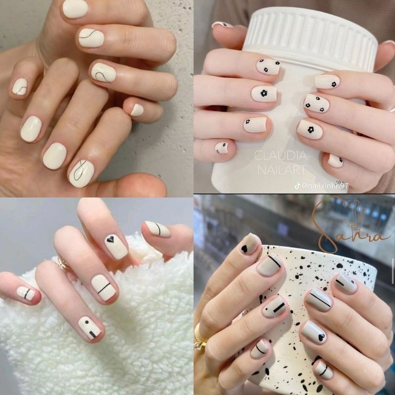 mẫu nail màu trắng đẹp