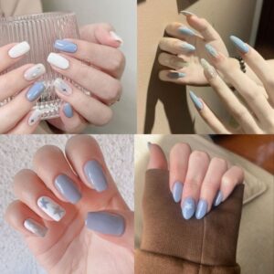 mẫu nail màu xanh dương