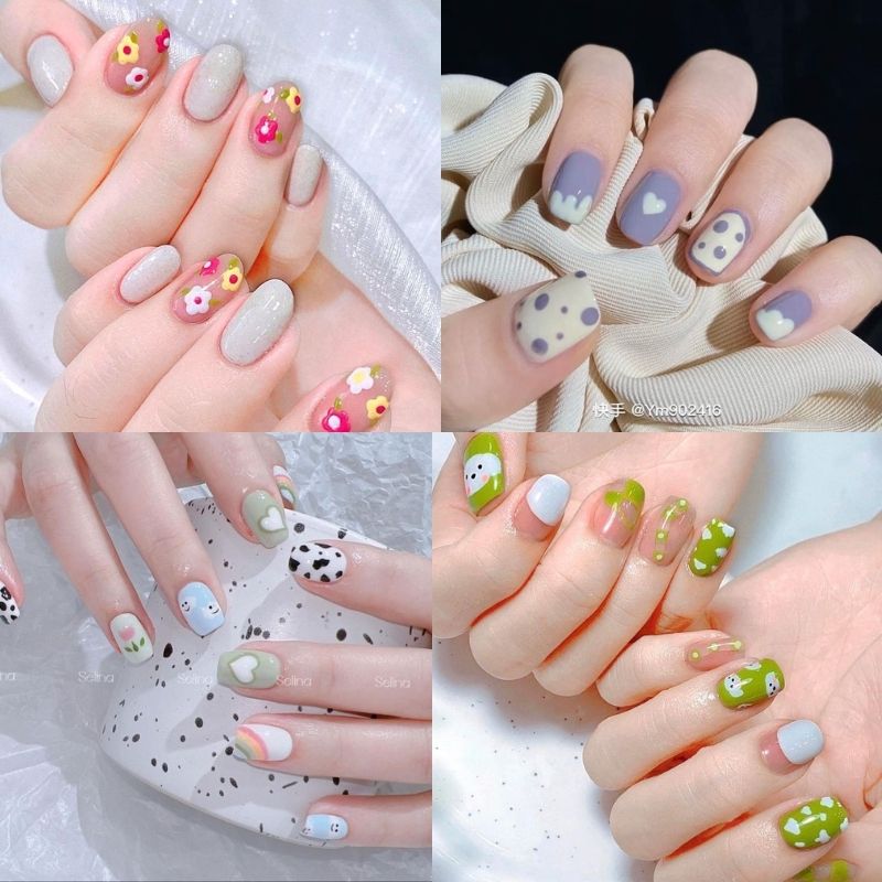 mẫu nail móng ngắn