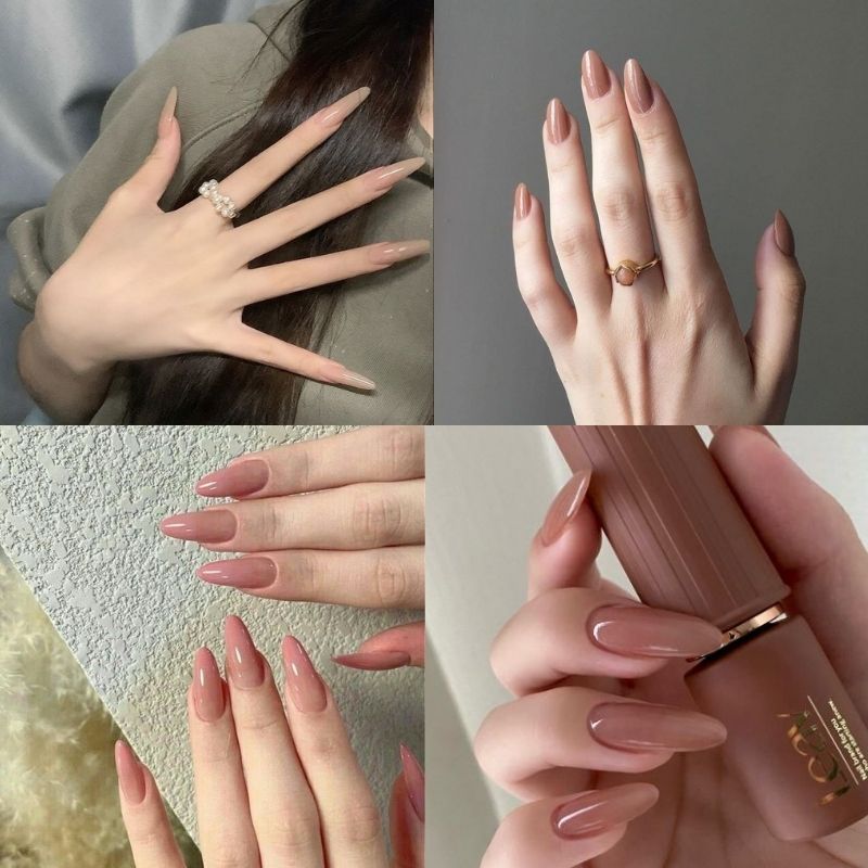 mẫu nail móng nhọn tròn