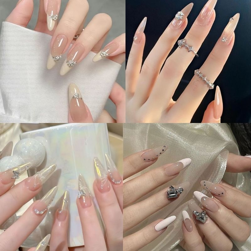 mẫu nail móng nhọn tròn