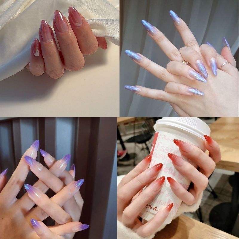 mẫu nail móng nhọn tròn