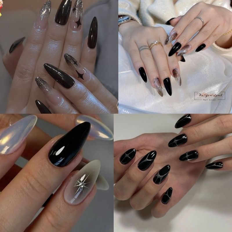 mẫu nail móng nhọn tròn