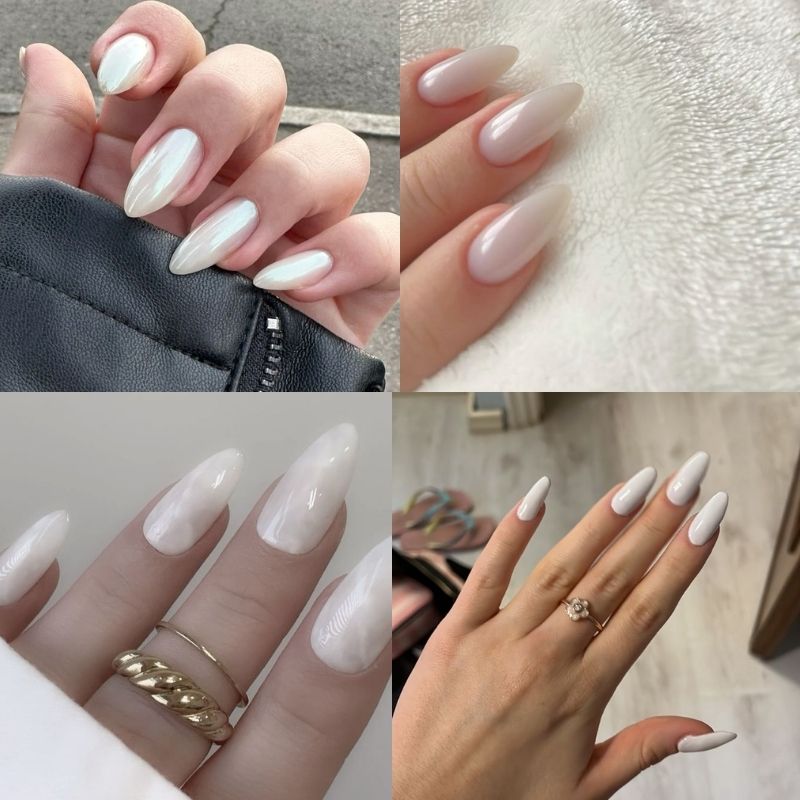 mẫu nail móng nhọn tròn