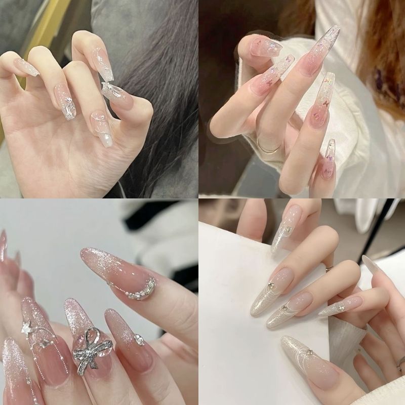 mẫu nail trong suốt