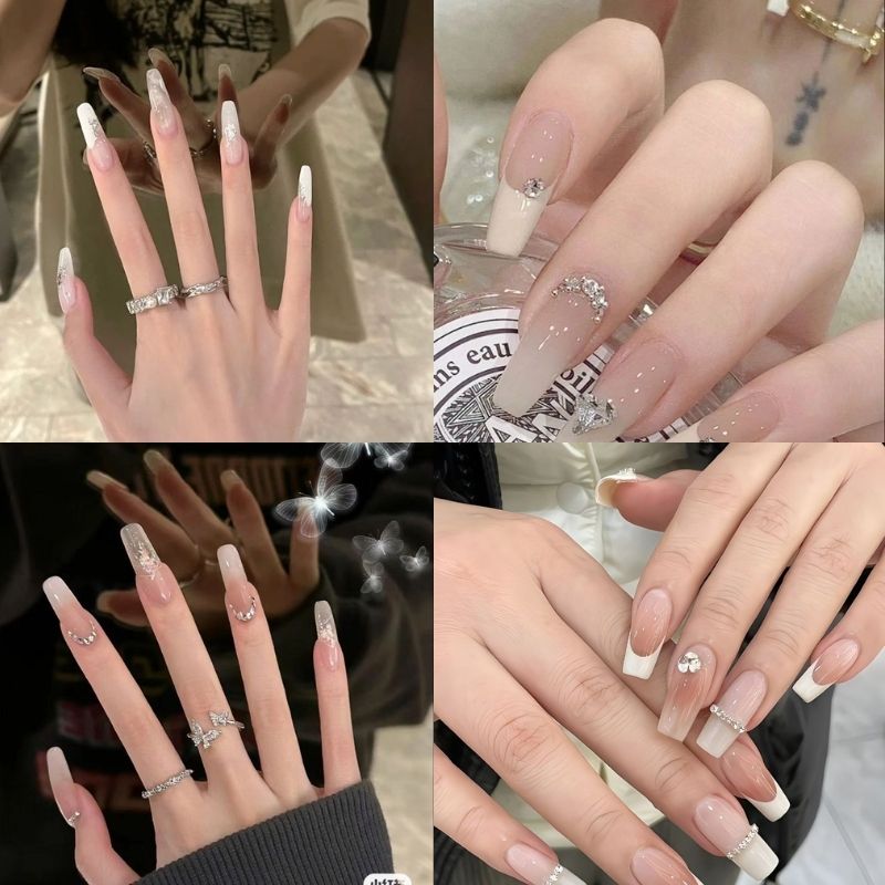 mẫu nail trong suốt