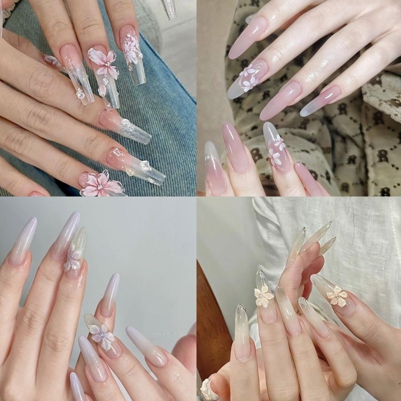 mẫu nail trong suốt