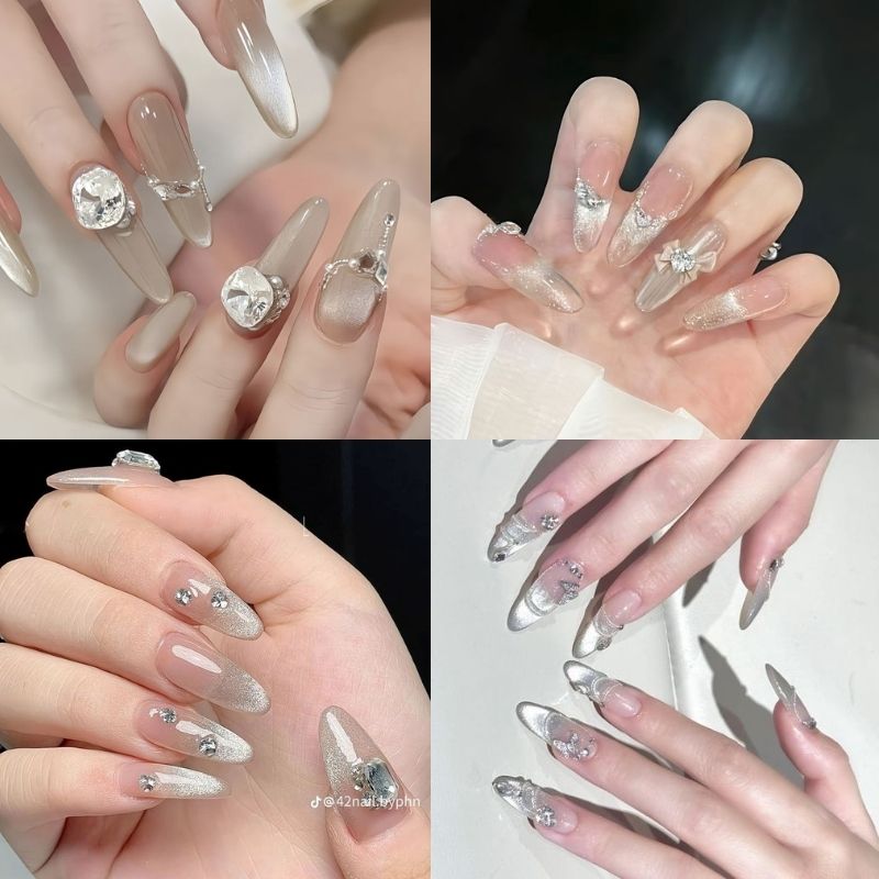 mẫu nail trong suốt