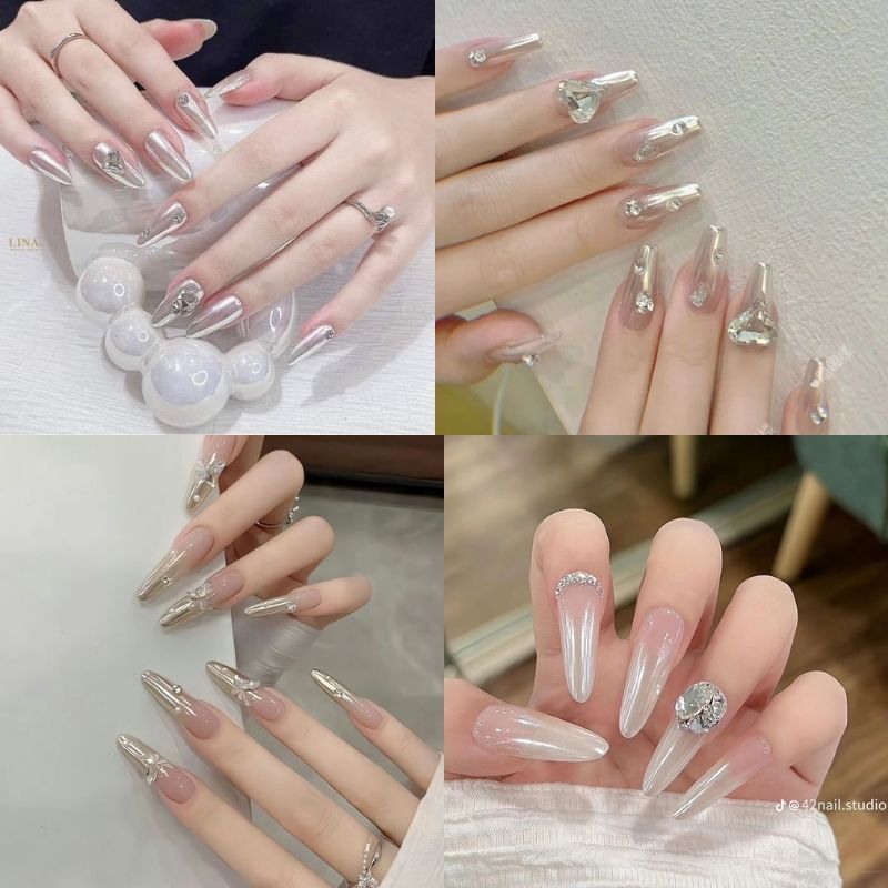 mẫu nail trong suốt