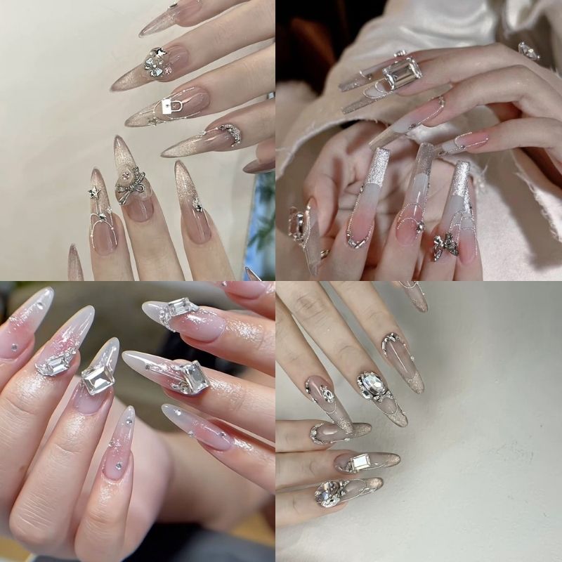 mẫu nail trong suốt